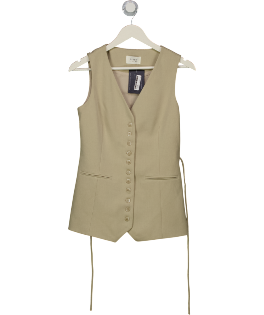DISSH Beige Celine Pebble Longline Waistcoat Top UK 6