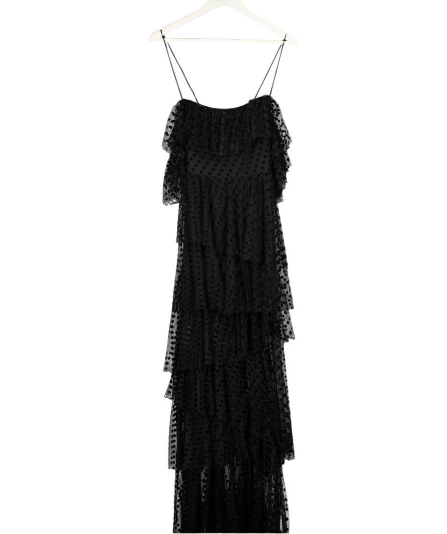 Alexandra Miro Black Carmen Tiered Tulle Maxi Dress UK 10