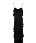 Alexandra Miro Black Carmen Tiered Tulle Maxi Dress UK 10