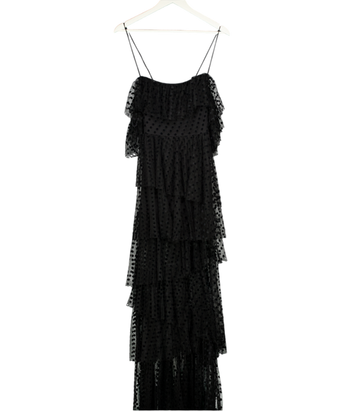 Alexandra Miro Black Carmen Tiered Tulle Maxi Dress UK 10