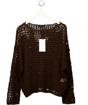 ZARA Chocolate Brown Open Knit Jumper UK M