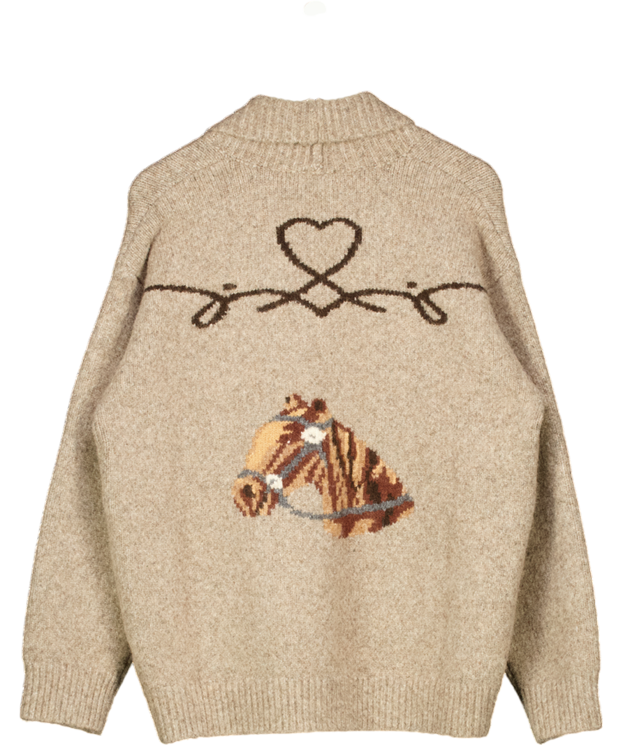 RUMORED Beige Wild Horses Cardigan UK L