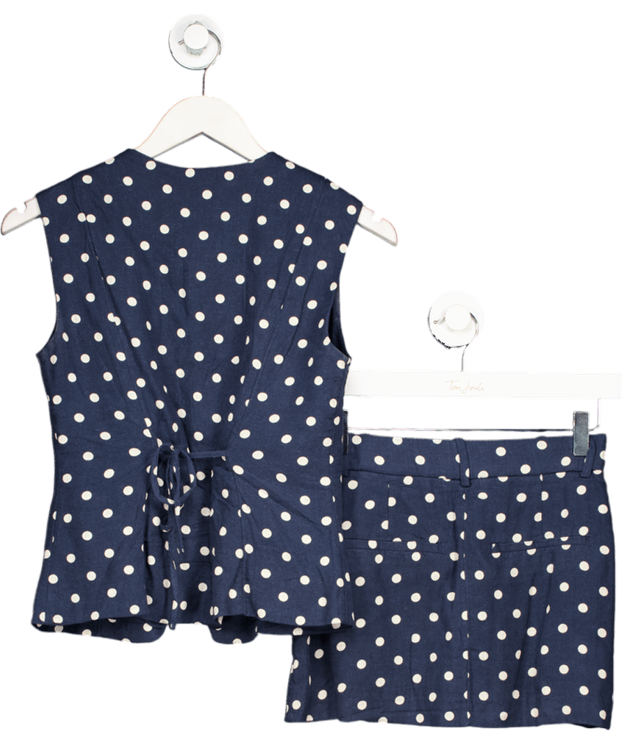 Abercrombie & Fitch 2 - piece Blue Polka Dot Linen - blend High - neck Vest And Mini Skirt Set UK XXS - Reliked
