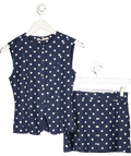 Abercrombie & Fitch 2 - piece Blue Polka Dot Linen - blend High - neck Vest And Mini Skirt Set UK XXS - Reliked