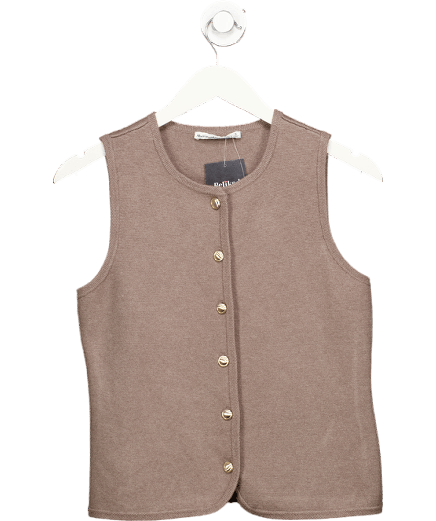 Abercrombie & Fitch Beige Taupe Knit Waistcoat Top UK S - Reliked