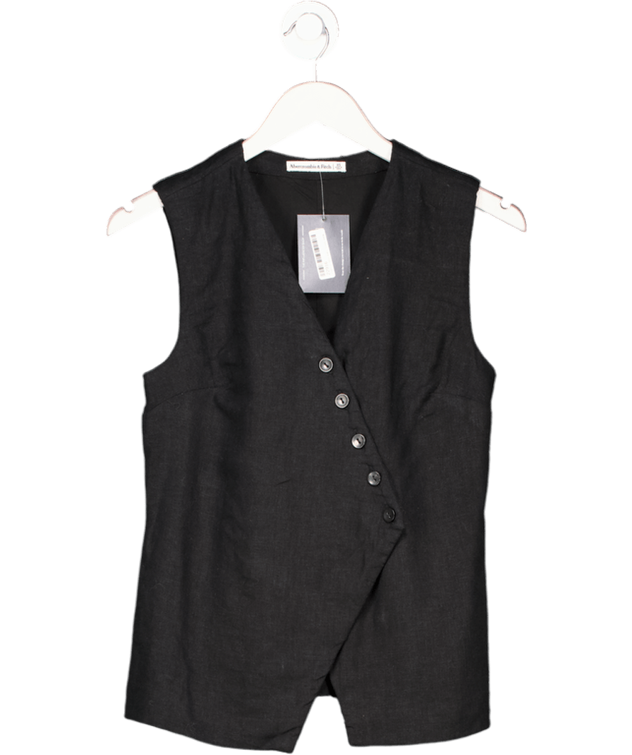 Abercrombie & Fitch Black Asymmetrical Button - through Top UK XS - Reliked