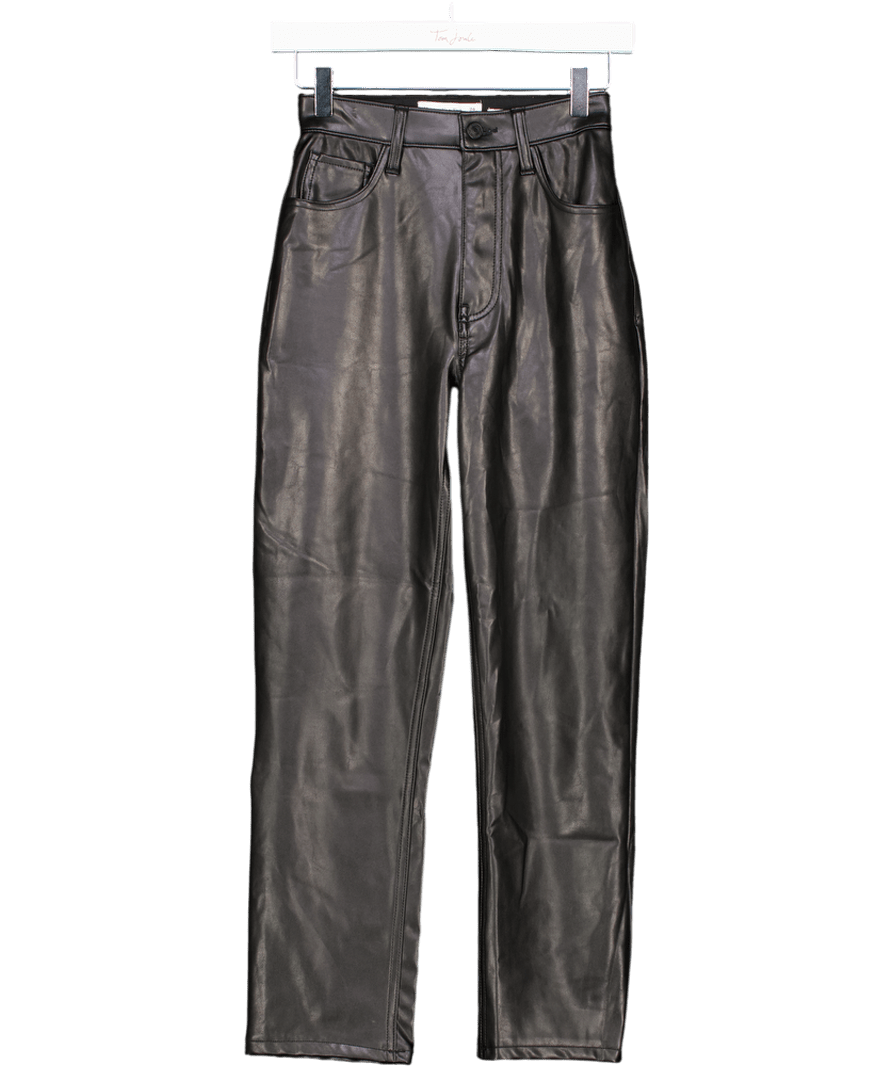 Abercrombie & Fitch Black Curve Love Vegan Leather Ankle Straight Pant W24 - Reliked
