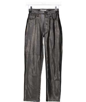 Abercrombie & Fitch Black Curve Love Vegan Leather Ankle Straight Trousers W24