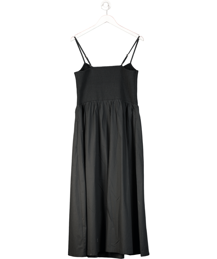 Abercrombie & Fitch Black Dipped Waist Smocked Midi Dress UK XL - Reliked