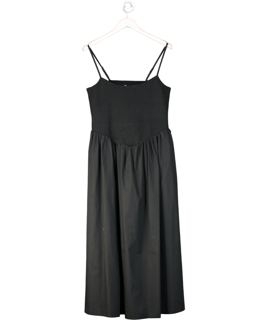 Abercrombie & Fitch Black Dipped Waist Smocked Midi Dress UK XL - Reliked