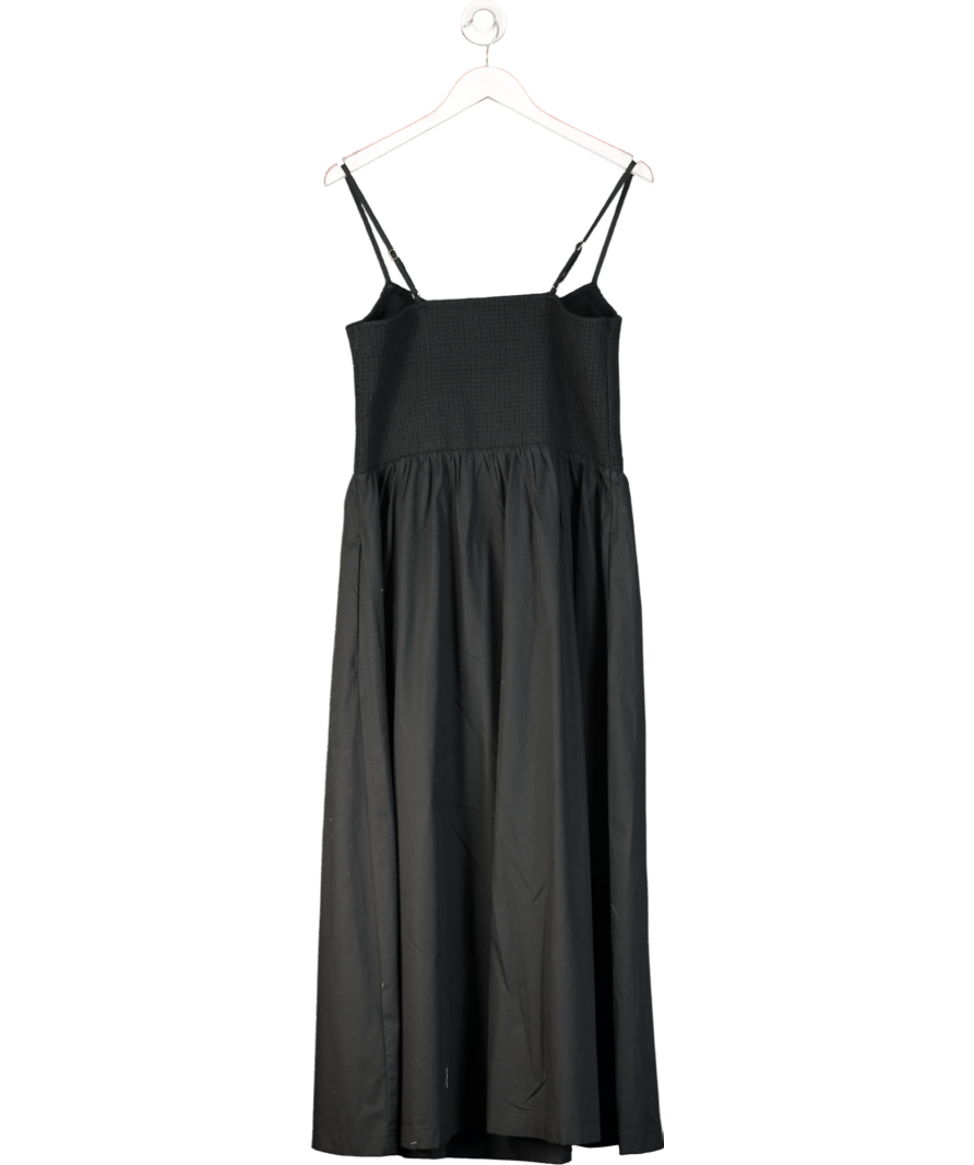 Abercrombie & Fitch Black Dipped Waist Smocked Midi Dress UK XL - Reliked