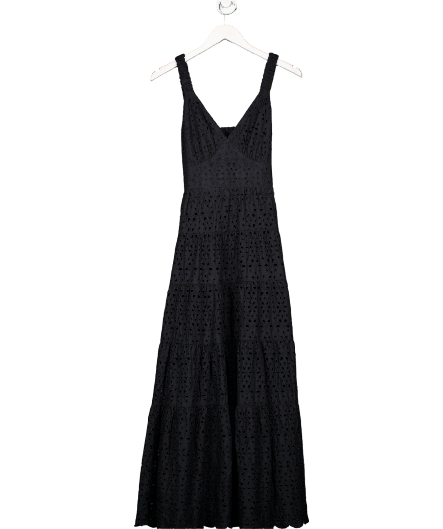 Abercrombie & Fitch Black Floral Embroidered Maxi Dress UK XS - Reliked