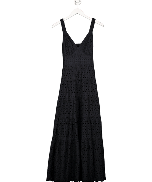 Abercrombie & Fitch Black Floral Embroidered Maxi Dress UK XS - Reliked