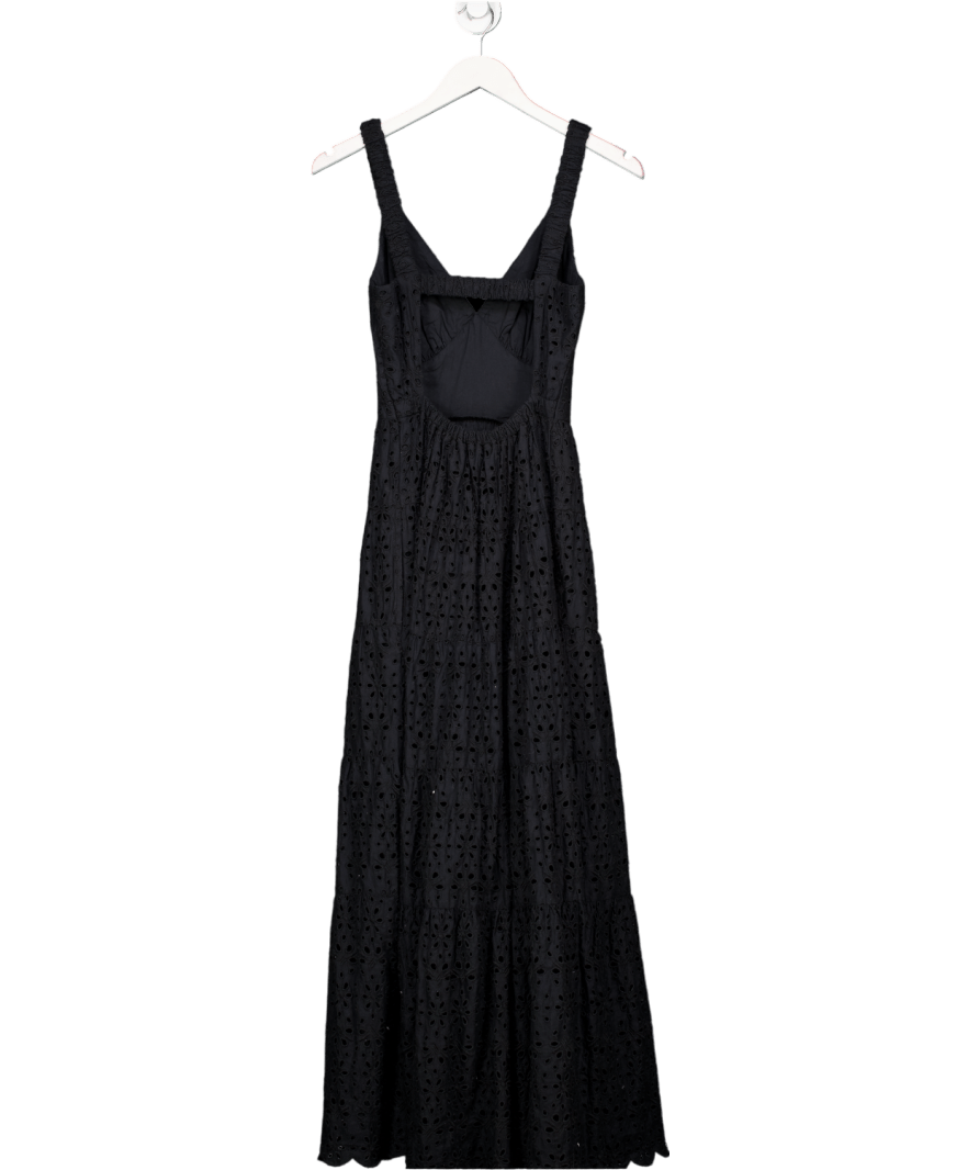 Abercrombie & Fitch Black Floral Embroidered Maxi Dress UK XS - Reliked