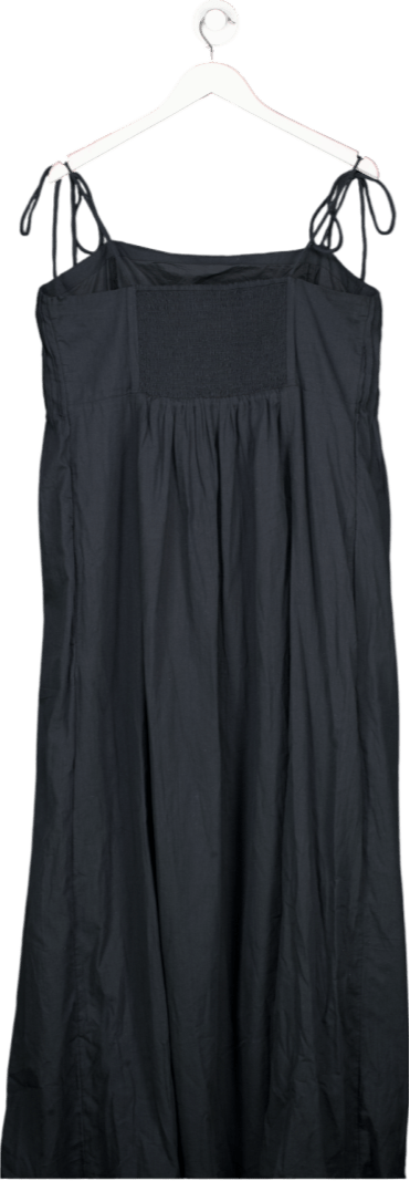 Abercrombie & Fitch Black Lightweight Cotton Pintuck Flowy Maxi Dress UK L - Reliked