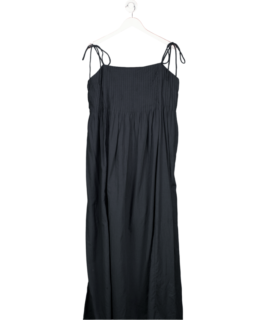 Abercrombie & Fitch Black Lightweight Cotton Pintuck Flowy Maxi Dress UK L - Reliked
