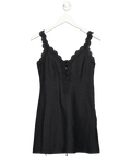 Abercrombie & Fitch Black Linen Blend Lace Trim Mini Dress UK XS - Reliked