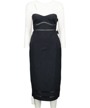 Abercrombie & Fitch Black Linen Blend Midi Dress - Petite UK XXS