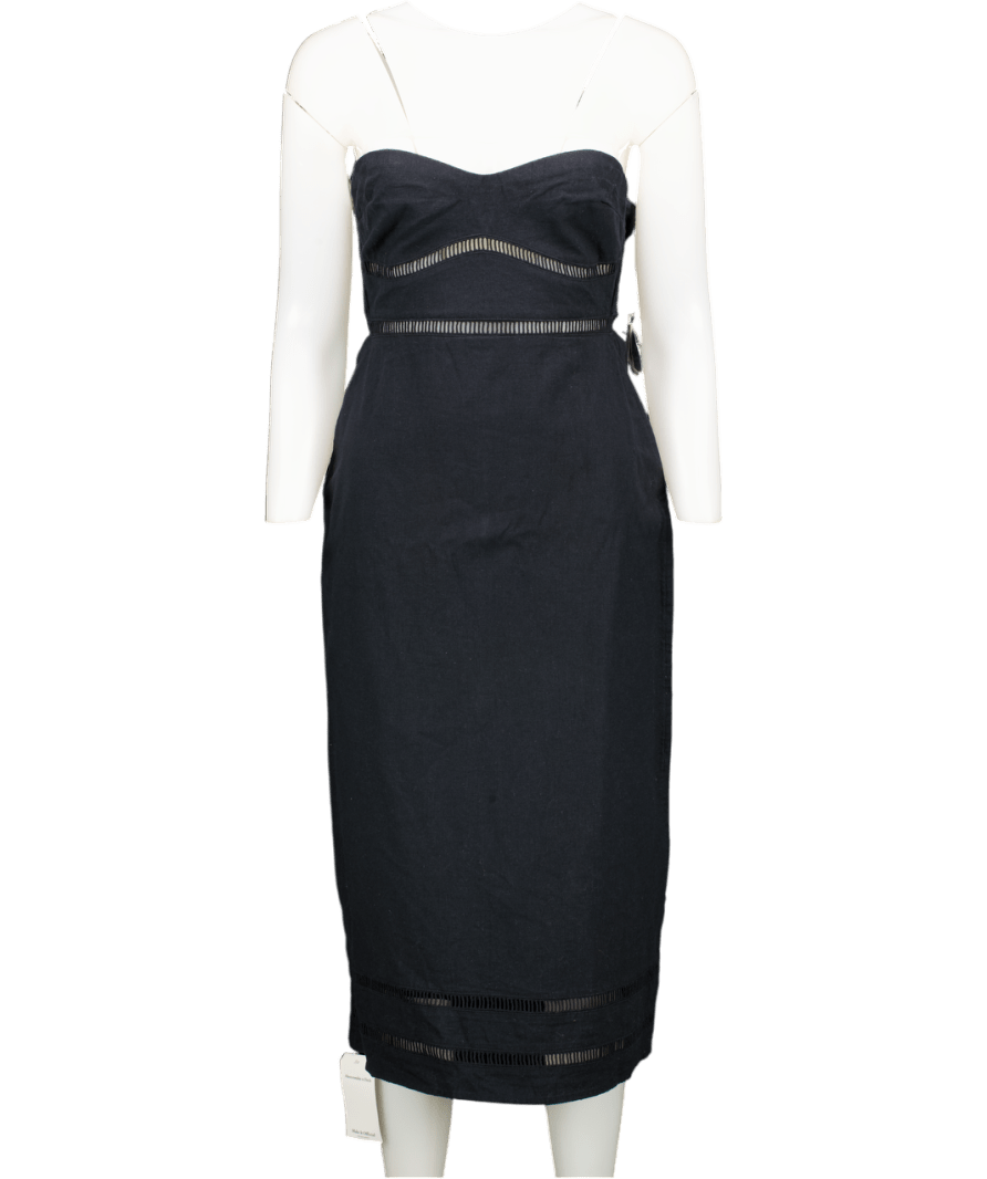 Abercrombie & Fitch Black Linen Blend Midi Dress - Petite UK XXS - Reliked