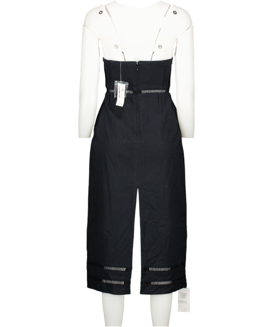 Abercrombie & Fitch Black Linen Blend Midi Dress - Petite UK XXS - Reliked