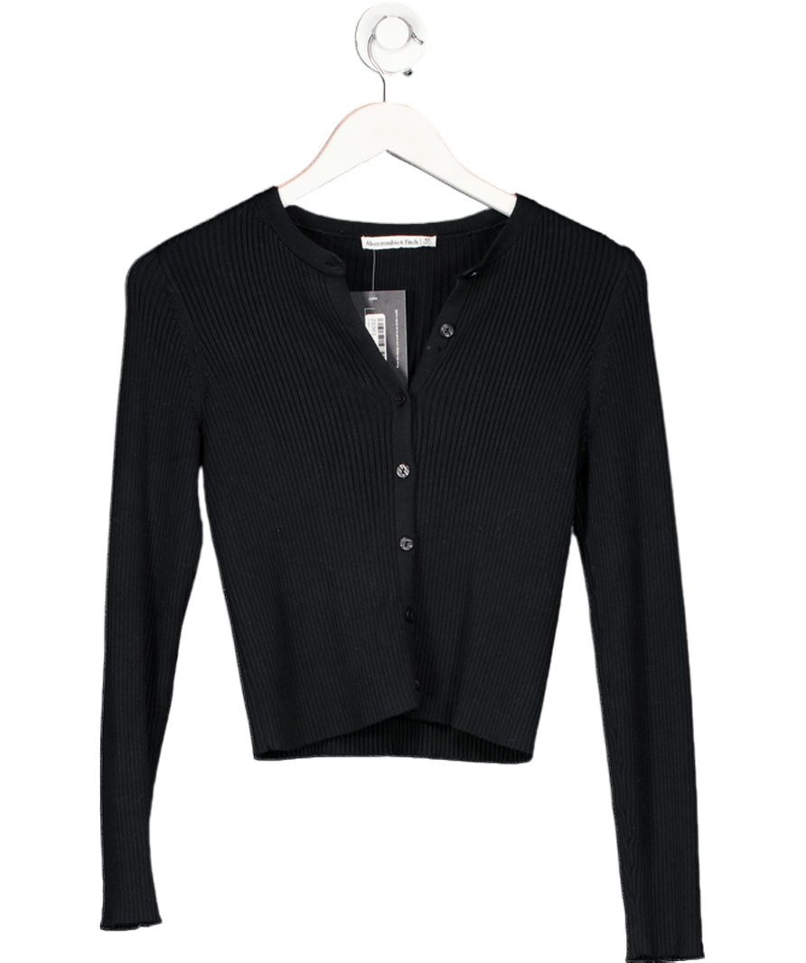 Abercrombie & Fitch Black Ribbed Knit Cardogan UK XS - Reliked