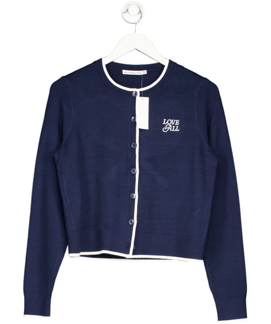 Abercrombie & Fitch Blue Love All Shrunken Crew Cardigan UK M - Reliked