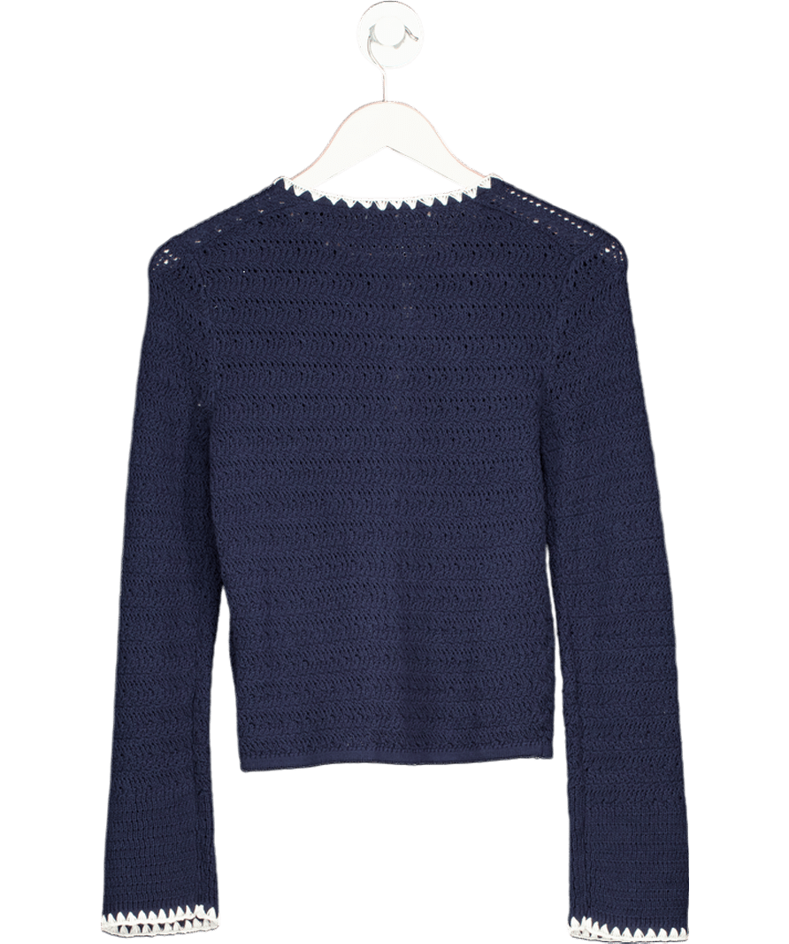 Abercrombie & Fitch Blue / White Crochet Knit Cardigan UK XS - Reliked