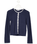 Abercrombie & Fitch Blue / White Crochet Knit Cardigan UK XS - Reliked