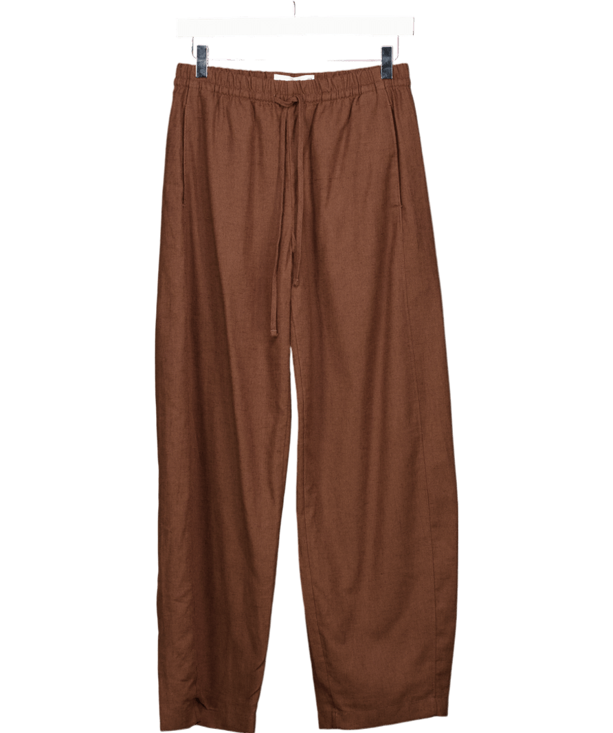Abercrombie & Fitch Brown Straight Linen - blend Pull - on Pant UK XXS - Reliked