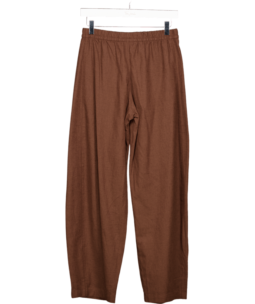 Abercrombie & Fitch Brown Straight Linen - blend Pull - on Pant UK XXS - Reliked