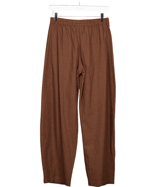 Abercrombie & Fitch Brown Straight Linen - blend Pull - on Pant UK XXS - Reliked