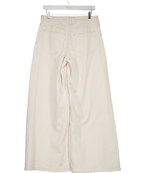 Abercrombie & Fitch Cream Mid Rise Ultra Wide Leg Jeans W27 - Reliked