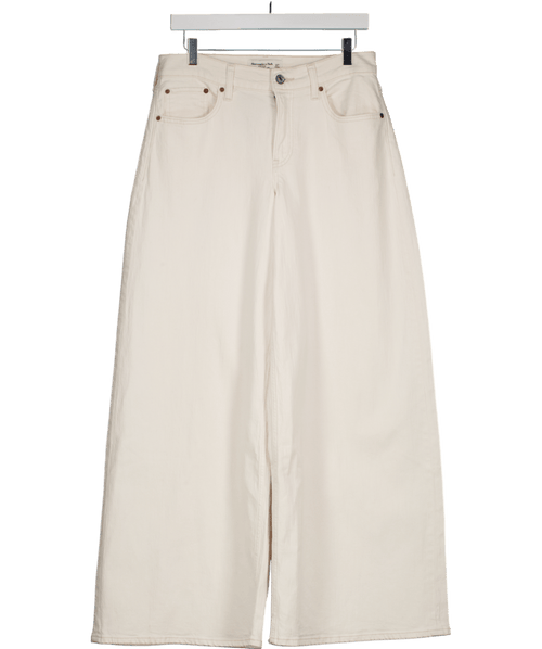 Abercrombie & Fitch Cream Mid Rise Ultra Wide Leg Jeans W27 - Reliked