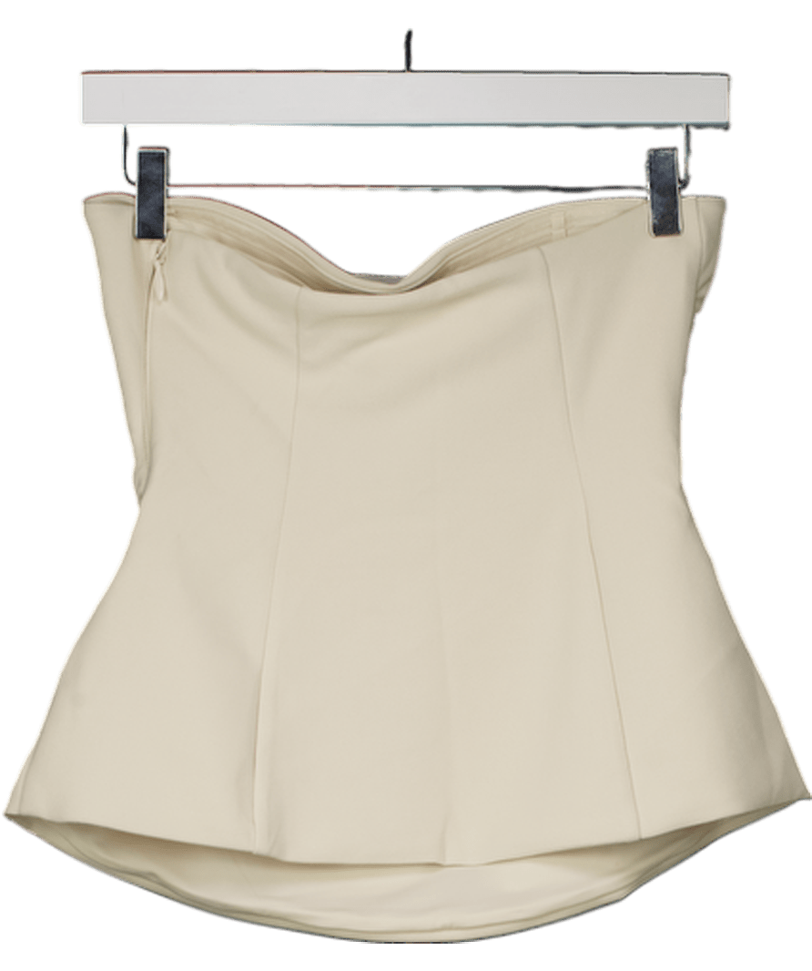 Abercrombie & Fitch Cream Strapless Side Ruched Top UK S - Reliked