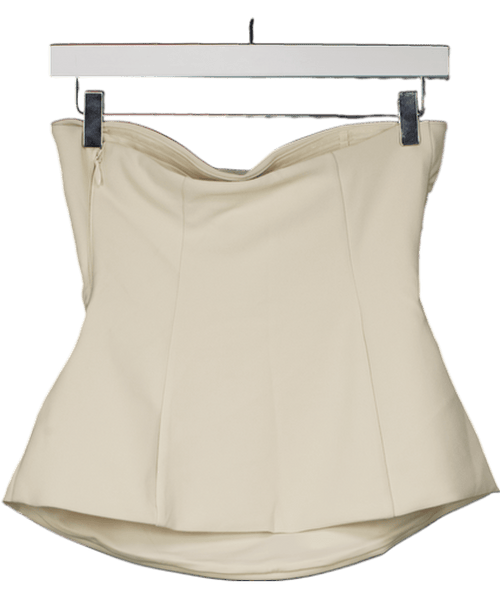 Abercrombie & Fitch Cream Strapless Side Ruched Top UK S - Reliked