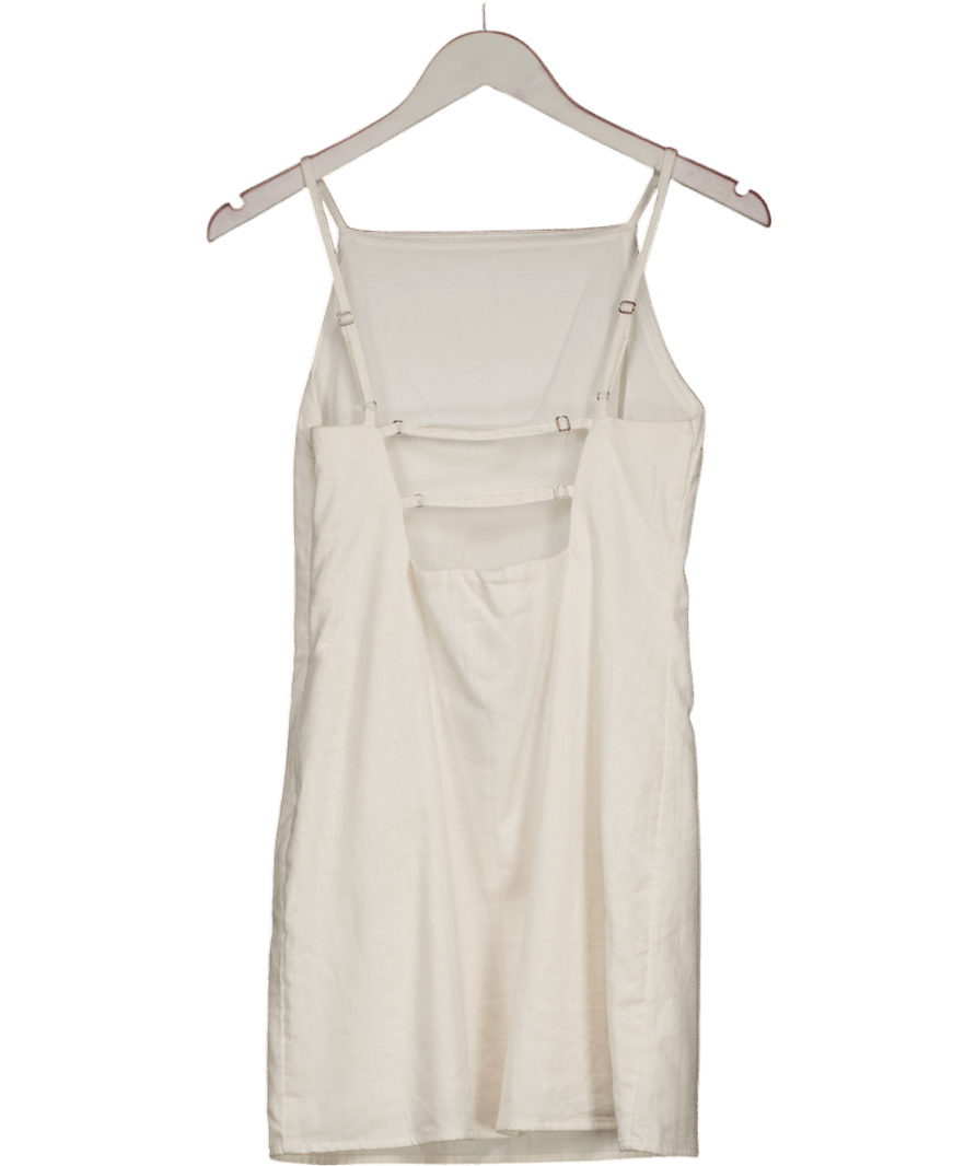 Abercrombie & Fitch Cream Strappy Linen Blend Mini Dress UK XS - Reliked