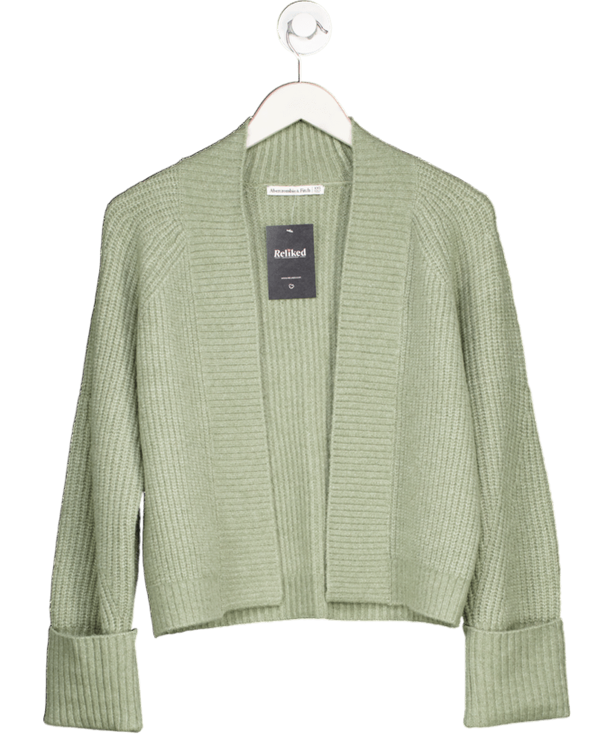 Abercrombie & Fitch Green Ribbed Non Closure Cardigan UK XXS - Reliked