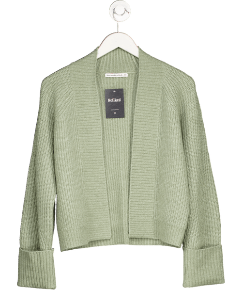 Abercrombie & Fitch Green Ribbed Non Closure Cardigan UK XXS - Reliked