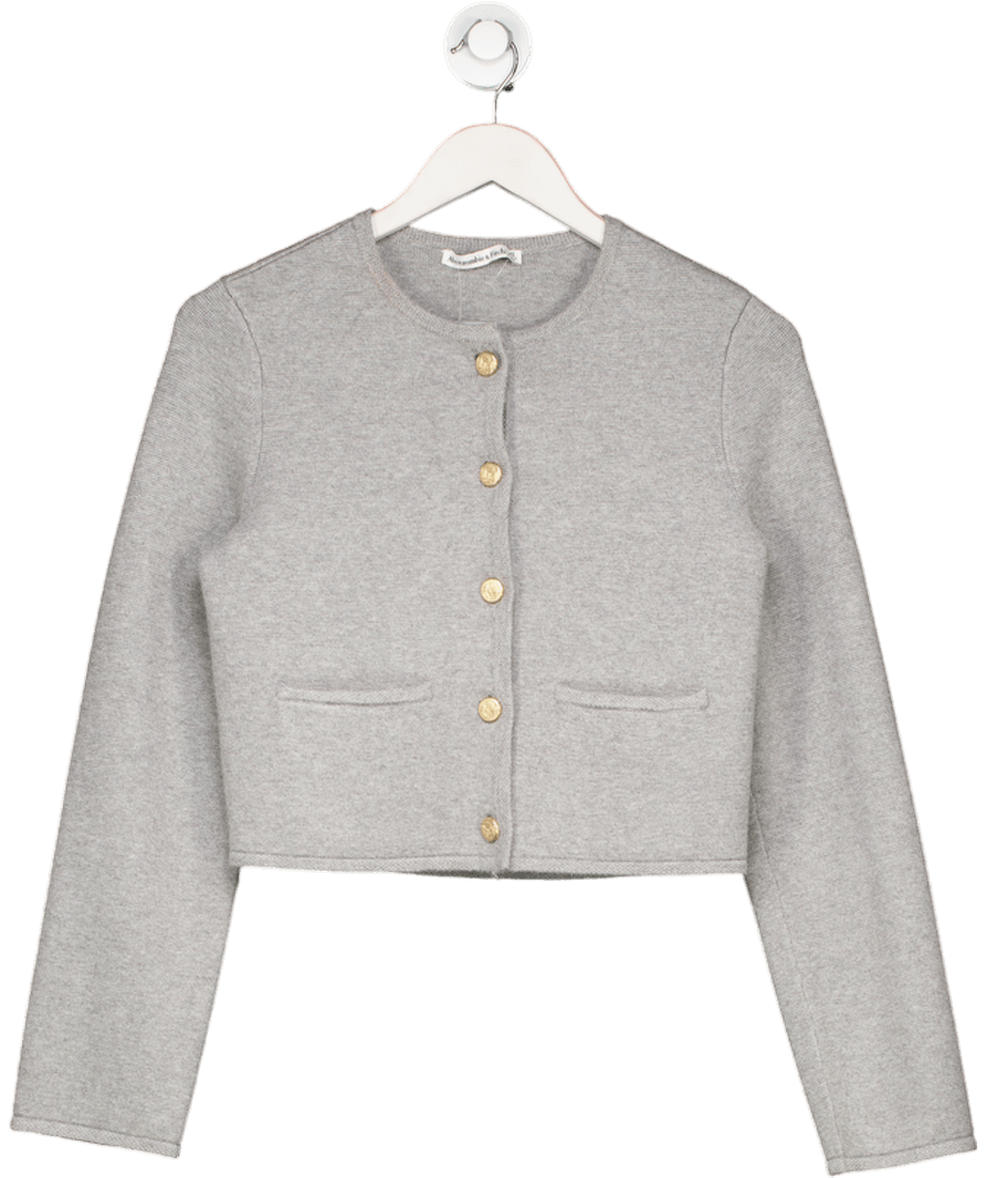 Abercrombie & Fitch Grey Cardigan With Gold Buttons UK XS - Reliked