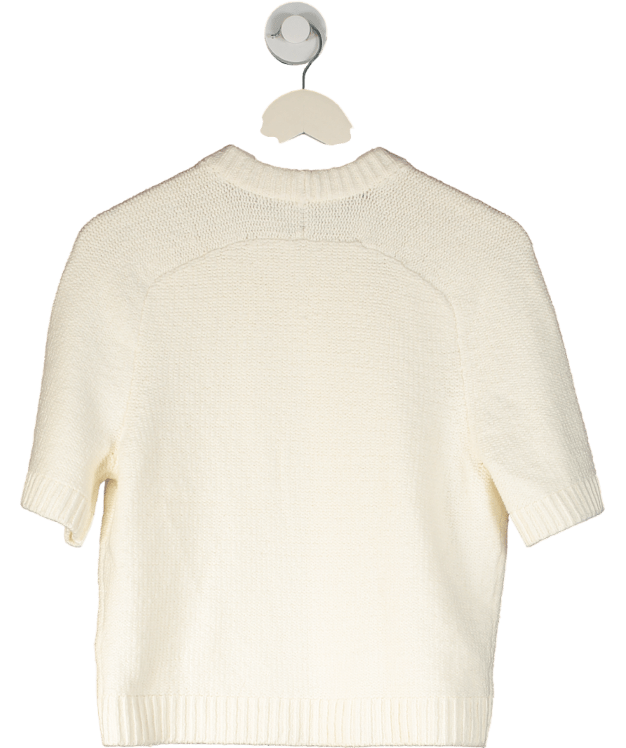 Abercrombie & Fitch Knitted Textured T-shirt In Cream UK S - Reliked