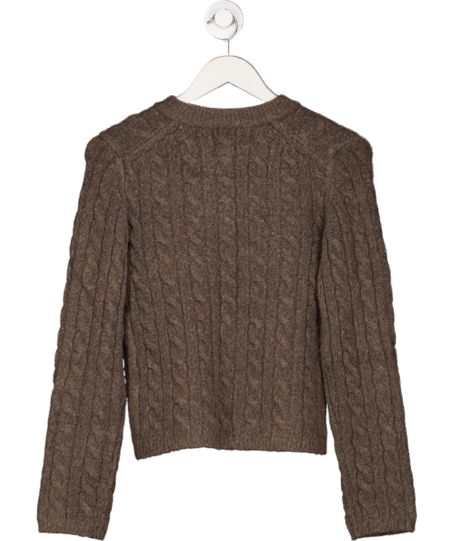Abercrombie & Fitch Light Brown Super Soft Wool Blend Cable Knit Cardigan UK XS - Reliked