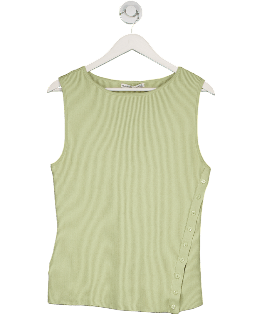 Abercrombie & Fitch Pistachio Green Asymmetrical Button Sweater Tank UK L - Reliked