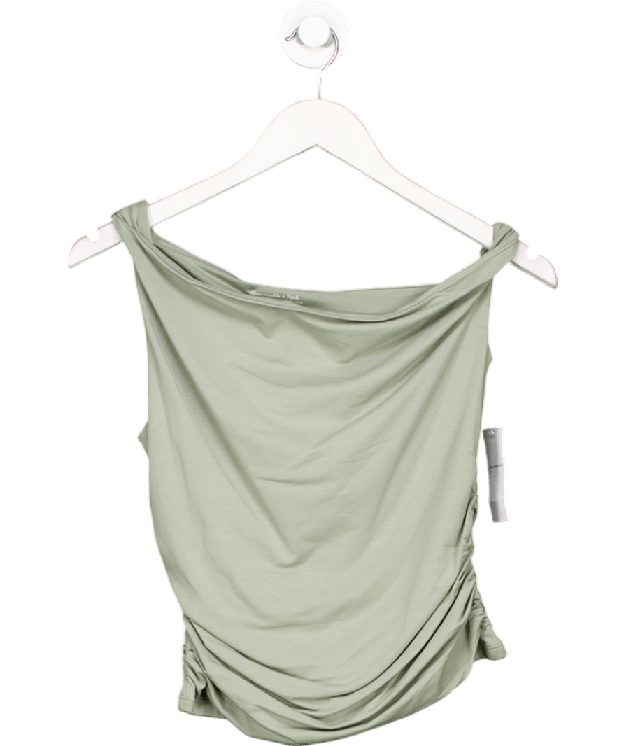 Abercrombie & Fitch Sage Green Asymmetrical Twist Top UK S - Reliked