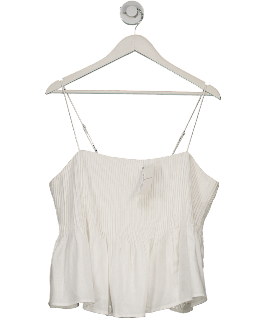 Abercrombie & Fitch White Linen Blen Pin Tuck Cami Top UK XL - Reliked