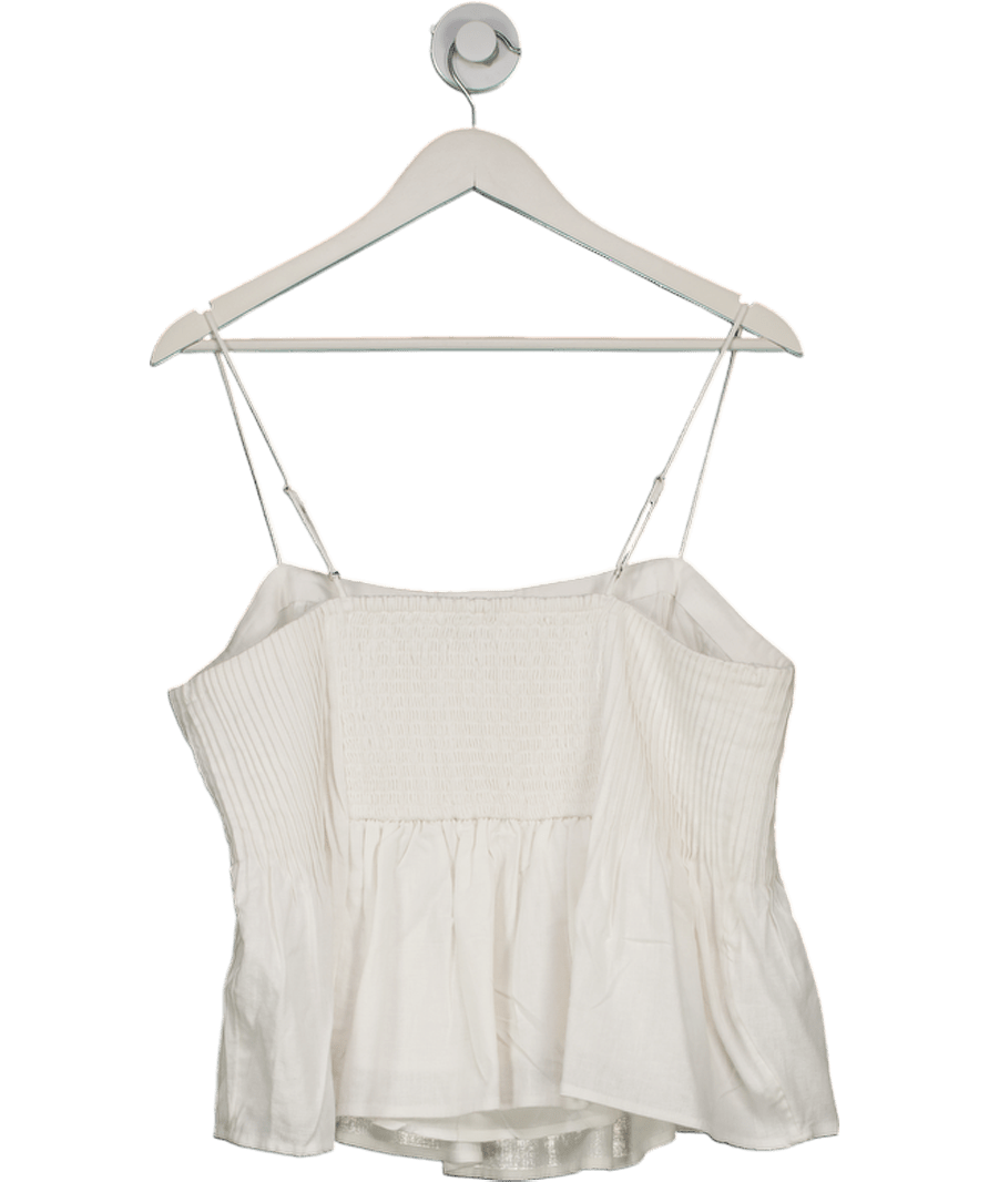 Abercrombie & Fitch White Linen Blen Pin Tuck Cami Top UK XL - Reliked
