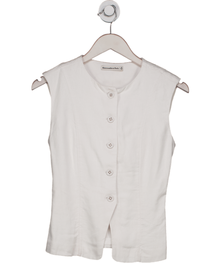 Abercrombie & Fitch White Linen Blend Waistcoat Top UK XS - Reliked