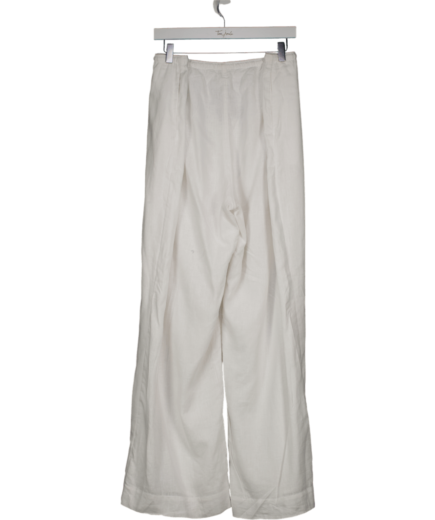 Abercrombie & Fitch White Linen Wide Leg Trousers UK XL - Reliked