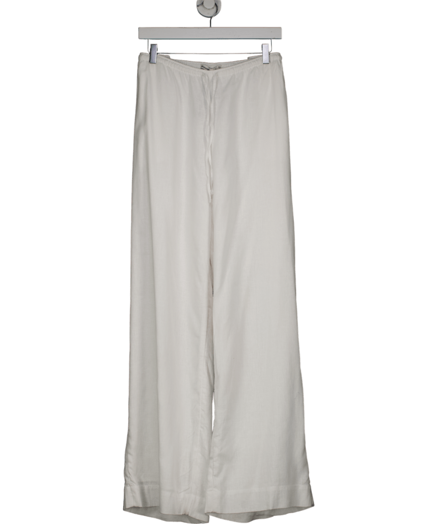 Abercrombie & Fitch White Linen Wide Leg Trousers UK XL - Reliked