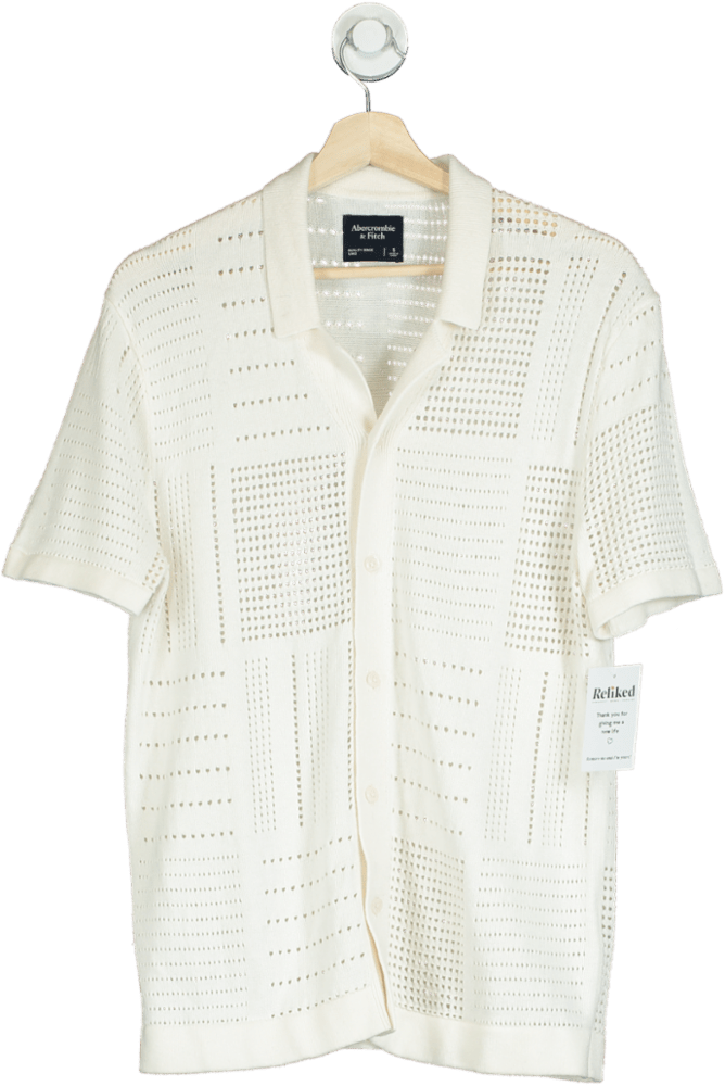 Abercrombie & Fitch White Open - Knit Button - Up Shirt S - Reliked