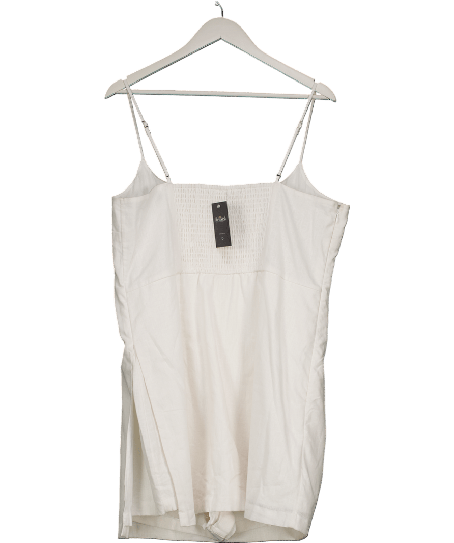 Abercrombie & Fitch White Scoopneck Linen - blend Micro Skort Dress - Tall UK XL - Reliked